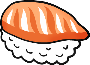 Free Hand Drawn Illustration of salmon sushi