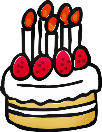 誕生日ケーキの手描きフリーイラスト素材