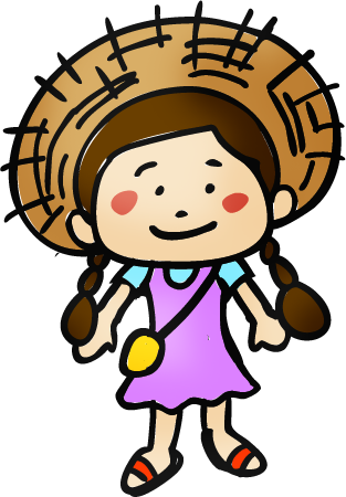 little girl with straw hat