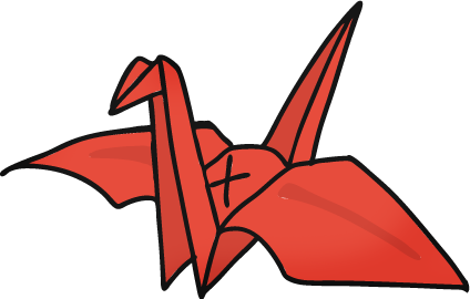 折り鶴の手描きフリーイラスト素材