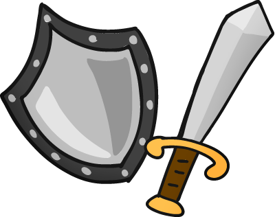 盾と剣の手描きフリーイラスト素材